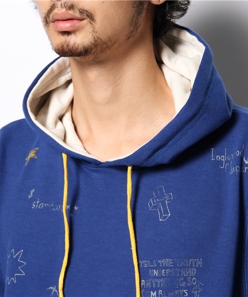 WEGO（ウィゴー）の「WEGO/グラフィティプルパーカー（パーカー・メンズ・ホワイト/杢グレー/ロイヤルブルー・MEDIUM/LARGE）」の7枚目の写真