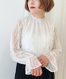 apres jour | レースハイネックキャンディースリーブ【ZOZOTOWN限定アイテム】(シャツ/ブラウス)