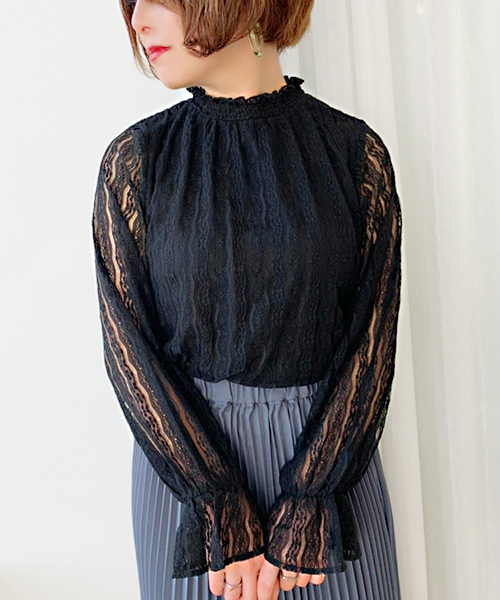 apres jour（アプレジュール）の「レースハイネックキャンディースリーブ【ZOZOTOWN限定アイテム】（シャツ/ブラウス・レディース・ブラック/オフホワイト/ライトグリーン・フリー）」の11枚目の写真