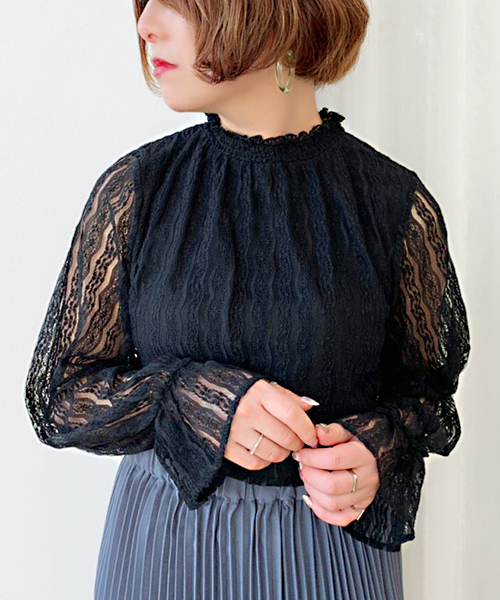 apres jour（アプレジュール）の「レースハイネックキャンディースリーブ【ZOZOTOWN限定アイテム】（シャツ/ブラウス・レディース・ブラック/オフホワイト/ライトグリーン・フリー）」の12枚目の写真