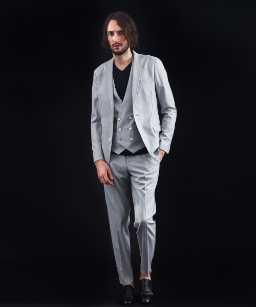 5351 POUR LES HOMMES(ゴーサンゴーイチプールオム)の「CARREMANストレッチジャケット(テーラードジャケット・メンズ・ライトグレー/ブラック・44/46/48/50)」の8枚目の写真