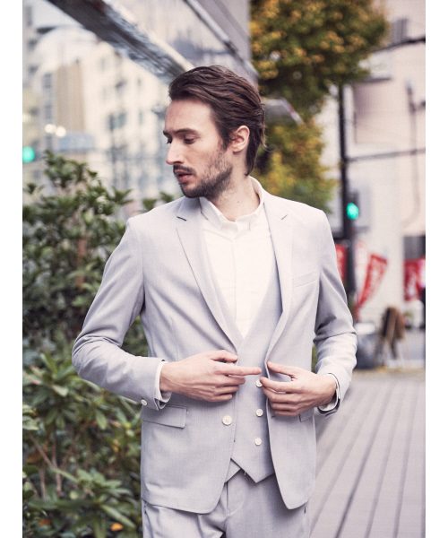5351 POUR LES HOMMES(ゴーサンゴーイチプールオム)の「CARREMANストレッチジャケット(テーラードジャケット・メンズ・ライトグレー/ブラック・44/46/48/50)」の6枚目の写真