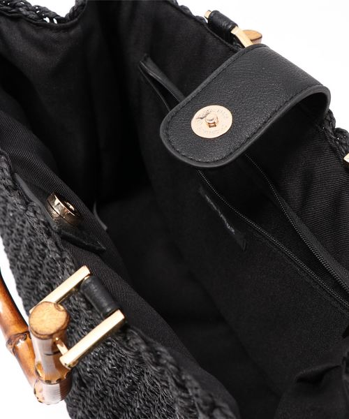 NATURAL BEAUTY BASIC（ナチュラルビューティーベーシック）の「【雑誌掲載】バンブーハンドルバスケット（ハンドバッグ・レディース・ブラック/キャメル・ﾌﾘ-）」の15枚目の写真