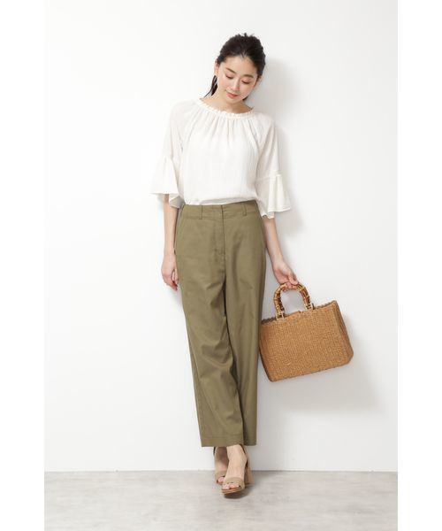 NATURAL BEAUTY BASIC（ナチュラルビューティーベーシック）の「【雑誌掲載】バンブーハンドルバスケット（ハンドバッグ・レディース・ブラック/キャメル・ﾌﾘ-）」の6枚目の写真