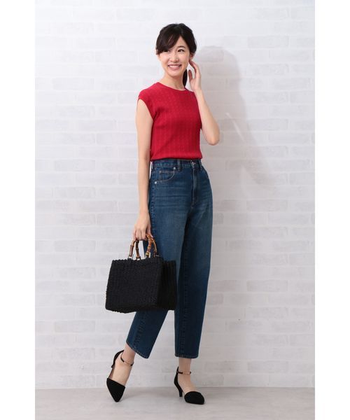 NATURAL BEAUTY BASIC（ナチュラルビューティーベーシック）の「【雑誌掲載】バンブーハンドルバスケット（ハンドバッグ・レディース・ブラック/キャメル・ﾌﾘ-）」の11枚目の写真