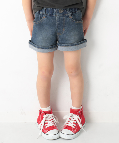 devirock(デビロック)の「デニムショートパンツ(デニムパンツ・キッズ・ネイビー/サックスブルー/ブルー系その他・110cm/100cm/120cm/130cm/140cm/150cm/160cm)」の1枚目の写真