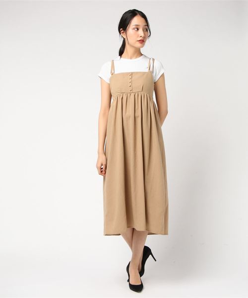 rps（アールピーエス）の「ダブルストラップキャミワンピース（ワンピース・レディース・ブラック/ベージュ/ネイビー/ライトカーキ・M）」の8枚目の写真