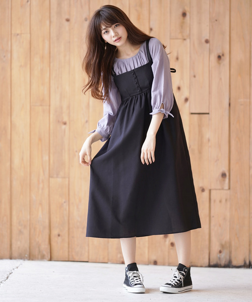 rps（アールピーエス）の「ダブルストラップキャミワンピース（ワンピース・レディース・ブラック/ベージュ/ネイビー/ライトカーキ・M）」の10枚目の写真