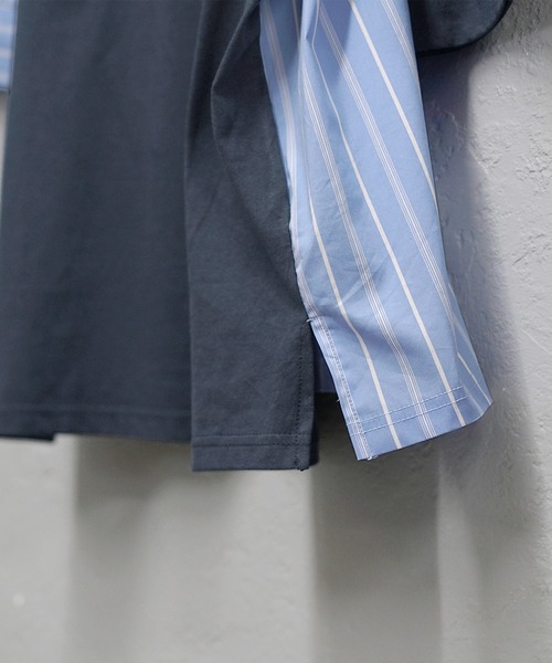 MinoriTY(マイノリティ)の「【MinoriTY】ストライプ切替2WayプルオーバーTシャツ ビッグシルエット(Tシャツ/カットソー・メンズ・ホワイト系その他/ブラック系その他/グレー系その他/ブラック/ブルー・M/L/S)」の18枚目の写真