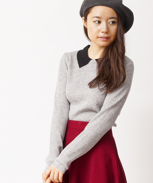 WEGO(ウィゴー)の「WEGO/襟付きニット(Tシャツ/カットソー・レディース・ブラック系その他/ダークグリーン/ブルー系その他/マスタード/ワイン/オフホワイト/ブラック/杢グレー/グリーン系その他/サックスブルー/ライトパープル・FREE)」の5枚目の写真