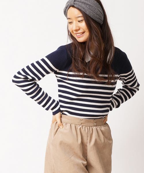 WEGO(ウィゴー)の「WEGO/襟付きニット(Tシャツ/カットソー・レディース・ブラック系その他/ダークグリーン/ブルー系その他/マスタード/ワイン/オフホワイト/ブラック/杢グレー/グリーン系その他/サックスブルー/ライトパープル・FREE)」の9枚目の写真