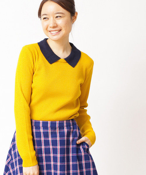 WEGO(ウィゴー)の「WEGO/襟付きニット(Tシャツ/カットソー・レディース・ブラック系その他/ダークグリーン/ブルー系その他/マスタード/ワイン/オフホワイト/ブラック/杢グレー/グリーン系その他/サックスブルー/ライトパープル・FREE)」の11枚目の写真