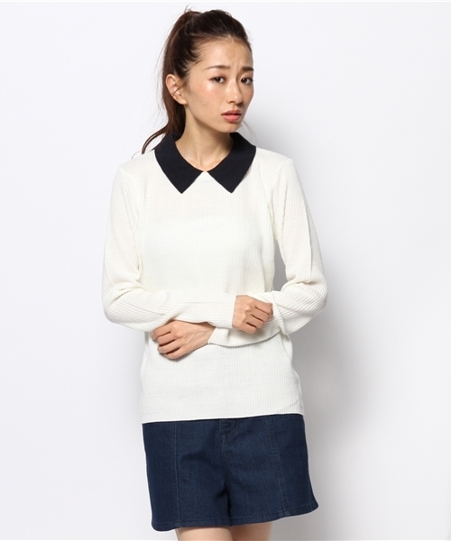 WEGO(ウィゴー)の「WEGO/襟付きニット(Tシャツ/カットソー・レディース・ブラック系その他/ダークグリーン/ブルー系その他/マスタード/ワイン/オフホワイト/ブラック/杢グレー/グリーン系その他/サックスブルー/ライトパープル・FREE)」の17枚目の写真