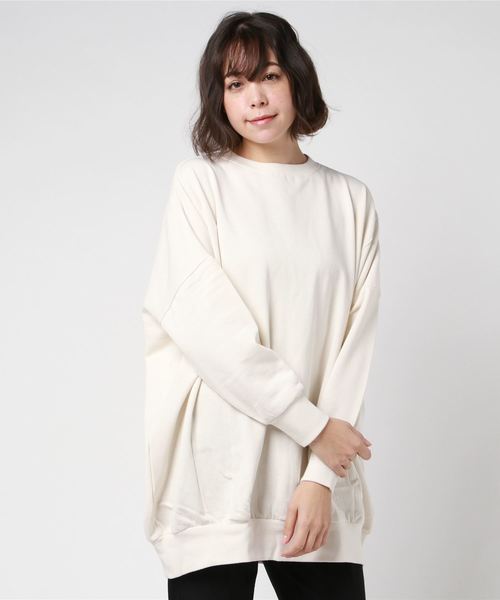 go slow caravan（ゴースローキャラバン）の「UNDERWRAPS / アンダーラップス　裏起毛切り替えBIGシルエット トレーナー (M3)（スウェット・レディース・ホワイト/ブラック/ベージュ/グレー/カーキ・L/M）」の3枚目の写真