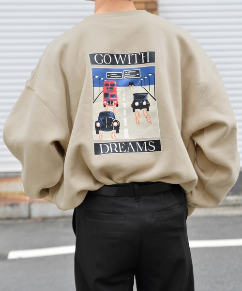 kutir(クティール)の「裏起毛レトロカー刺繍スウェット(スウェット・メンズ・ブラック/ベージュ/ネイビー・MEDIUM/LARGE)」の1枚目の写真