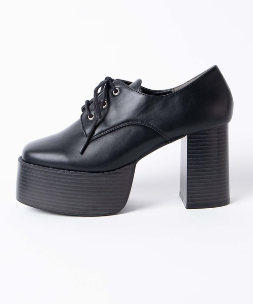 WEGO(ウィゴー)の「WEGO/スクエアトゥレースアップボリュームヒールシューズ(その他シューズ・レディース・ブラック/ブラック系その他・MEDIUM/LARGE)」の7枚目の写真