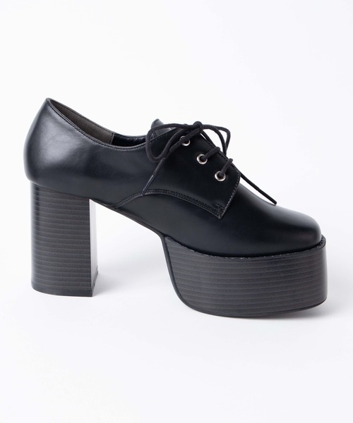 WEGO(ウィゴー)の「WEGO/スクエアトゥレースアップボリュームヒールシューズ(その他シューズ・レディース・ブラック/ブラック系その他・MEDIUM/LARGE)」の6枚目の写真