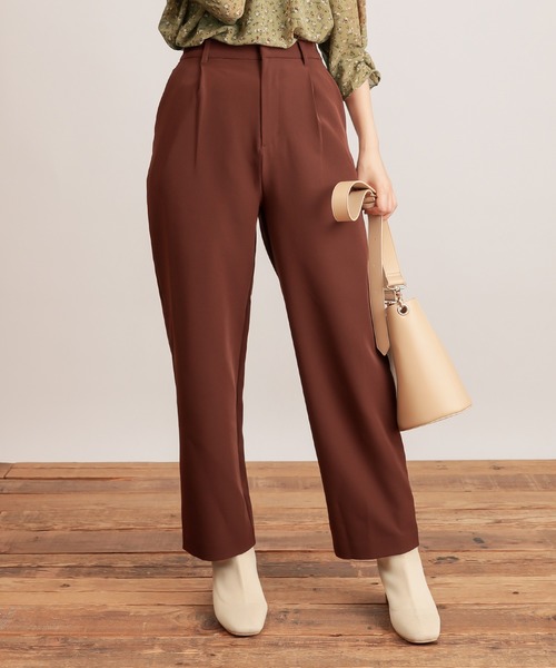 natural couture(ナチュラルクチュール)の「美シルエットスラックスパンツMサイズ(スラックス・レディース・ブラウン/ピンク/グリーン/アイボリー・MEDIUM)」の3枚目の写真