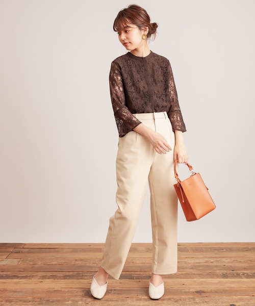 natural couture(ナチュラルクチュール)の「美シルエットスラックスパンツMサイズ(スラックス・レディース・ブラウン/ピンク/グリーン/アイボリー・MEDIUM)」の5枚目の写真