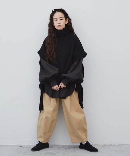 Libra Cue（リブラ キュー）の「Libra  サイドリボンニットベスト（ベスト・レディース・ブラック/ベージュ・FREE）」の17枚目の写真