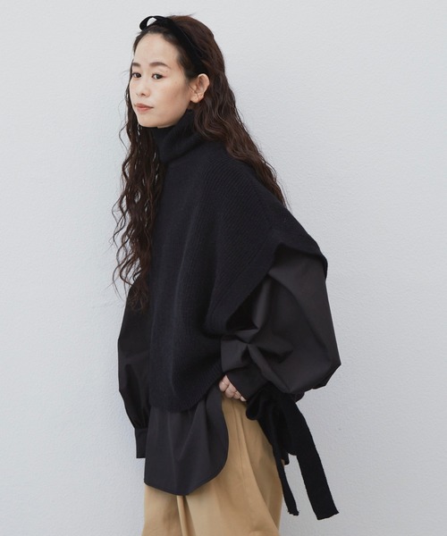 Libra Cue（リブラ キュー）の「Libra  サイドリボンニットベスト（ベスト・レディース・ブラック/ベージュ・FREE）」の18枚目の写真