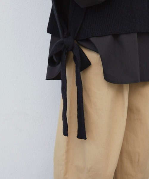 Libra Cue（リブラ キュー）の「Libra  サイドリボンニットベスト（ベスト・レディース・ブラック/ベージュ・FREE）」の11枚目の写真