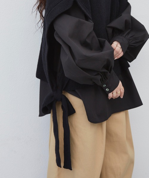 Libra Cue（リブラ キュー）の「Libra  サイドリボンニットベスト（ベスト・レディース・ブラック/ベージュ・FREE）」の15枚目の写真