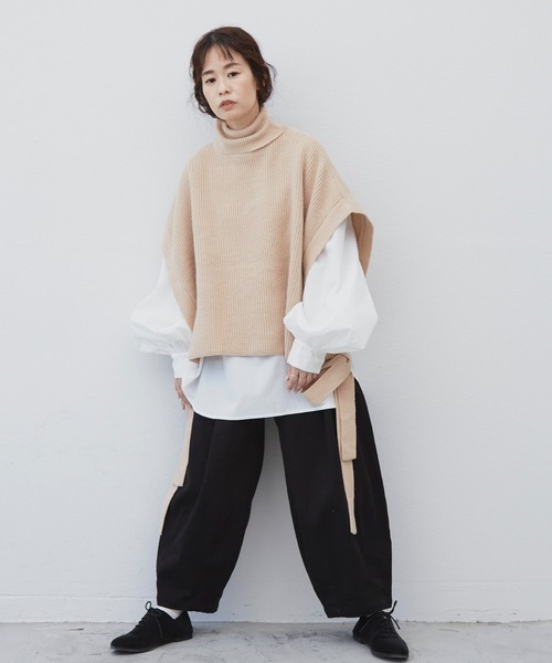 Libra Cue（リブラ キュー）の「Libra  サイドリボンニットベスト（ベスト・レディース・ブラック/ベージュ・FREE）」の22枚目の写真