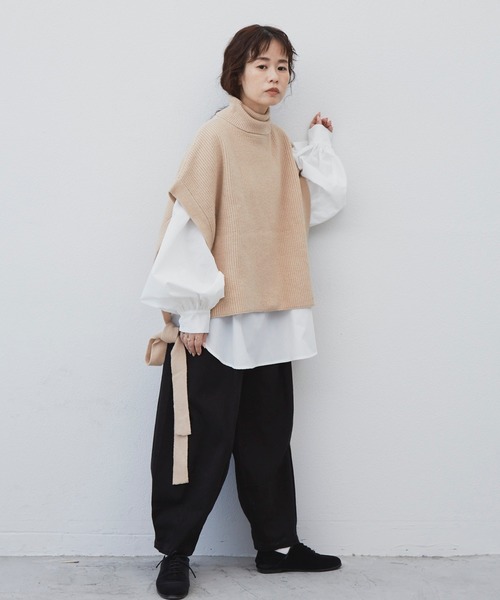 Libra Cue（リブラ キュー）の「Libra  サイドリボンニットベスト（ベスト・レディース・ブラック/ベージュ・FREE）」の19枚目の写真