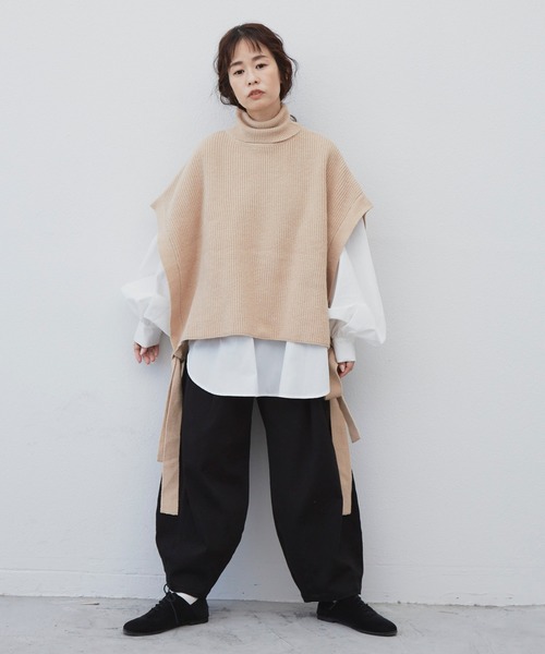 Libra Cue（リブラ キュー）の「Libra  サイドリボンニットベスト（ベスト・レディース・ブラック/ベージュ・FREE）」の12枚目の写真