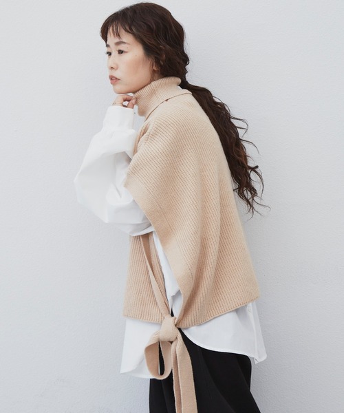 Libra Cue（リブラ キュー）の「Libra  サイドリボンニットベスト（ベスト・レディース・ブラック/ベージュ・FREE）」の8枚目の写真