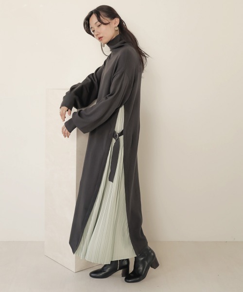 Bab（バブ）の「サイドプリーツワンピース（ワンピース・レディース・チャコールグレー/ブラック/モカ/A/B・FREE）」の16枚目の写真