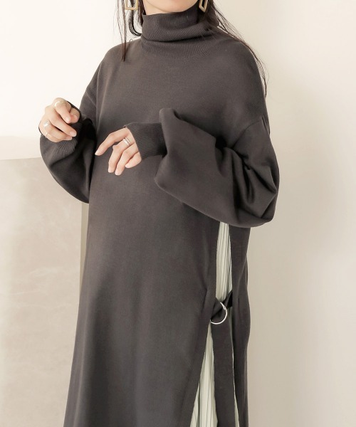 Bab（バブ）の「サイドプリーツワンピース（ワンピース・レディース・チャコールグレー/ブラック/モカ/A/B・FREE）」の17枚目の写真