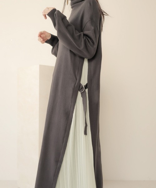 Bab（バブ）の「サイドプリーツワンピース（ワンピース・レディース・チャコールグレー/ブラック/モカ/A/B・FREE）」の19枚目の写真