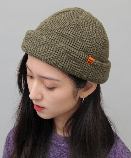 UNIVERSAL OVERALL（ユニバーサルオーバーオール）の「【 UNIVERSAL OVERALL / ユニバーサルオーバーオール 】 アクリル ワッフル ロールニット / ショートワッチ / ニット帽（ニットキャップ/ビーニー・メンズ・ブラック/ブラウン/カーキ/アイボリー・FREE）」の4枚目の写真