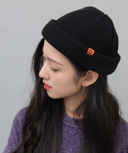 UNIVERSAL OVERALL（ユニバーサルオーバーオール）の「【 UNIVERSAL OVERALL / ユニバーサルオーバーオール 】 アクリル ワッフル ロールニット / ショートワッチ / ニット帽（ニットキャップ/ビーニー・メンズ・ブラック/ブラウン/カーキ/アイボリー・FREE）」の5枚目の写真