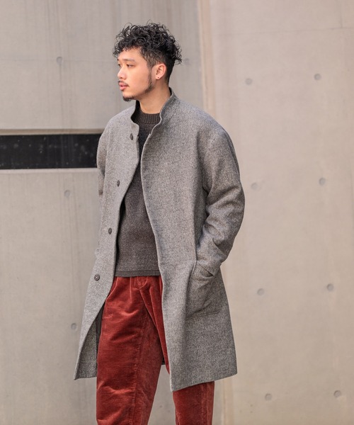 Ciaopanicウールツイードスタンドカラーコート ステンカラーコート Ciaopanic Typy チャオパニックティピー のファッション