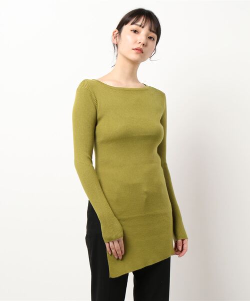 KOBE LETTUCE(コウベレタス)の「アシンメトリースリットリブニットトップス(ニット/セーター・レディース・グリーン系その他/ブラック/ブルー/アイボリー・FREE)」の13枚目の写真