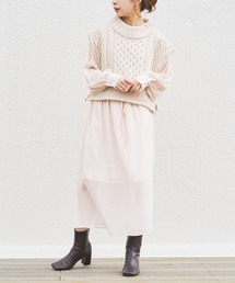 Chico | ロングワンピース×ケーブルハイネックベストセット(ワンピース)