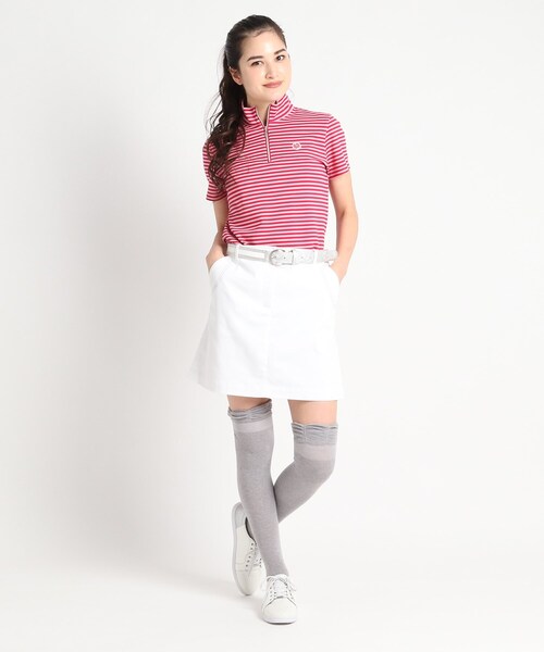 adabat(アダバット)の「◆【吸水速乾/UVカット】adabatミラノリブ ハーフジップ半袖ボーダー(Tシャツ/カットソー・レディース・イエロー系その他3/ピンク系9/ブラック系・38/40/42/36)」の9枚目の写真