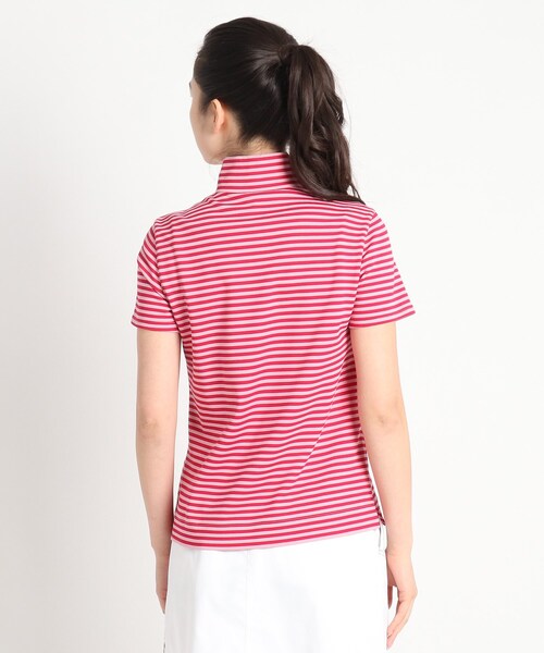 adabat(アダバット)の「◆【吸水速乾/UVカット】adabatミラノリブ ハーフジップ半袖ボーダー(Tシャツ/カットソー・レディース・イエロー系その他3/ピンク系9/ブラック系・38/40/42/36)」の11枚目の写真