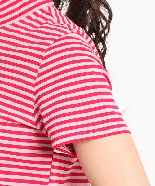 adabat(アダバット)の「◆【吸水速乾/UVカット】adabatミラノリブ ハーフジップ半袖ボーダー(Tシャツ/カットソー・レディース・イエロー系その他3/ピンク系9/ブラック系・38/40/42/36)」の13枚目の写真