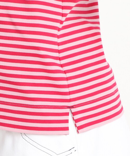 adabat(アダバット)の「◆【吸水速乾/UVカット】adabatミラノリブ ハーフジップ半袖ボーダー(Tシャツ/カットソー・レディース・イエロー系その他3/ピンク系9/ブラック系・38/40/42/36)」の14枚目の写真