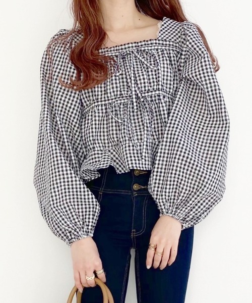 Heather（ヘザー）の「スクエアＷリボンブラウス_934234（シャツ/ブラウス・レディース・ホワイト/ブラック系その他/ブラック・FREE）」の3枚目の写真