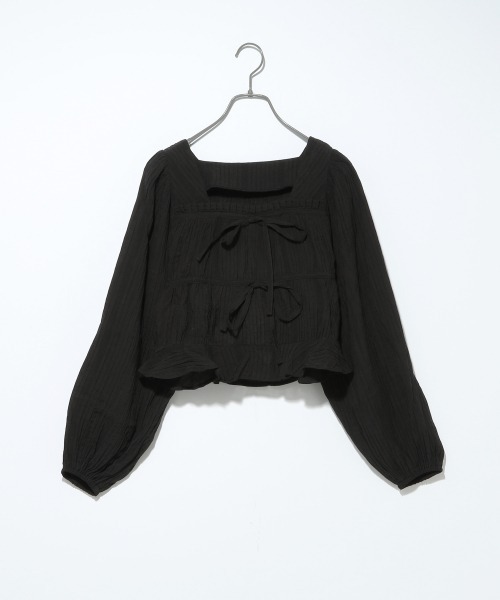 Heather（ヘザー）の「スクエアＷリボンブラウス_934234（シャツ/ブラウス・レディース・ホワイト/ブラック系その他/ブラック・FREE）」の6枚目の写真