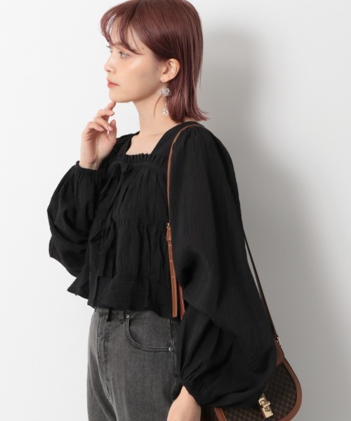 Heather（ヘザー）の「スクエアＷリボンブラウス_934234（シャツ/ブラウス・レディース・ホワイト/ブラック系その他/ブラック・FREE）」の5枚目の写真