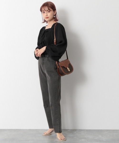 Heather（ヘザー）の「スクエアＷリボンブラウス_934234（シャツ/ブラウス・レディース・ホワイト/ブラック系その他/ブラック・FREE）」の4枚目の写真