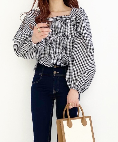 Heather（ヘザー）の「スクエアＷリボンブラウス_934234（シャツ/ブラウス・レディース・ホワイト/ブラック系その他/ブラック・FREE）」の11枚目の写真