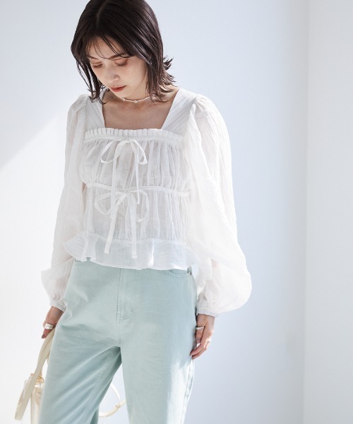 Heather（ヘザー）の「スクエアＷリボンブラウス_934234（シャツ/ブラウス・レディース・ホワイト/ブラック系その他/ブラック・FREE）」の19枚目の写真