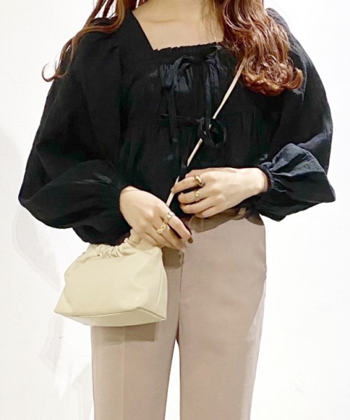 Heather（ヘザー）の「スクエアＷリボンブラウス_934234（シャツ/ブラウス・レディース・ホワイト/ブラック系その他/ブラック・FREE）」の7枚目の写真